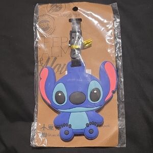 NWT Stitch Silicone Luggage Tag - Blue with Pink Ears